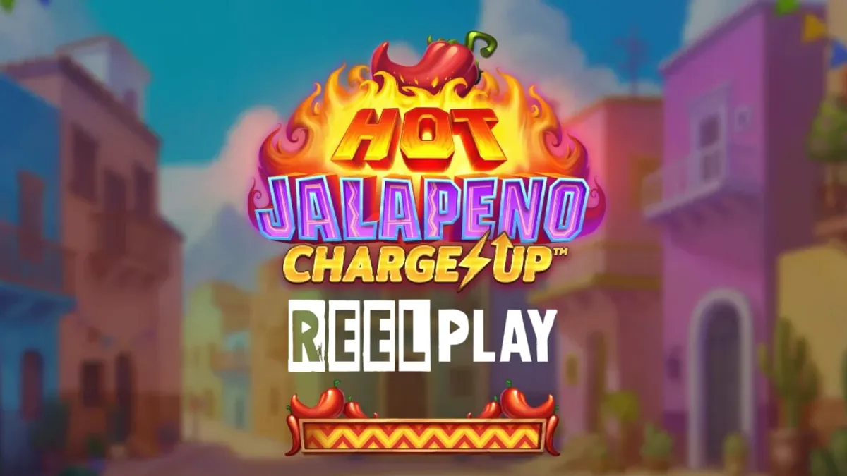 Interface vibrante e colorida do slot Hot Jalapeño Charge Up com tema de festa mexicana