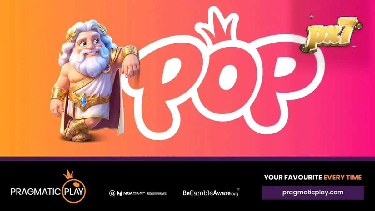 Interface visual colorida e moderna de um jogo de slot da nova marca POP